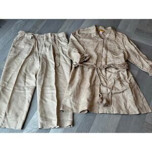 Womens Ruby Rd Linen Blend Belted Shirt Dress 18 Wide Leg High Rise Capri 14 EUC